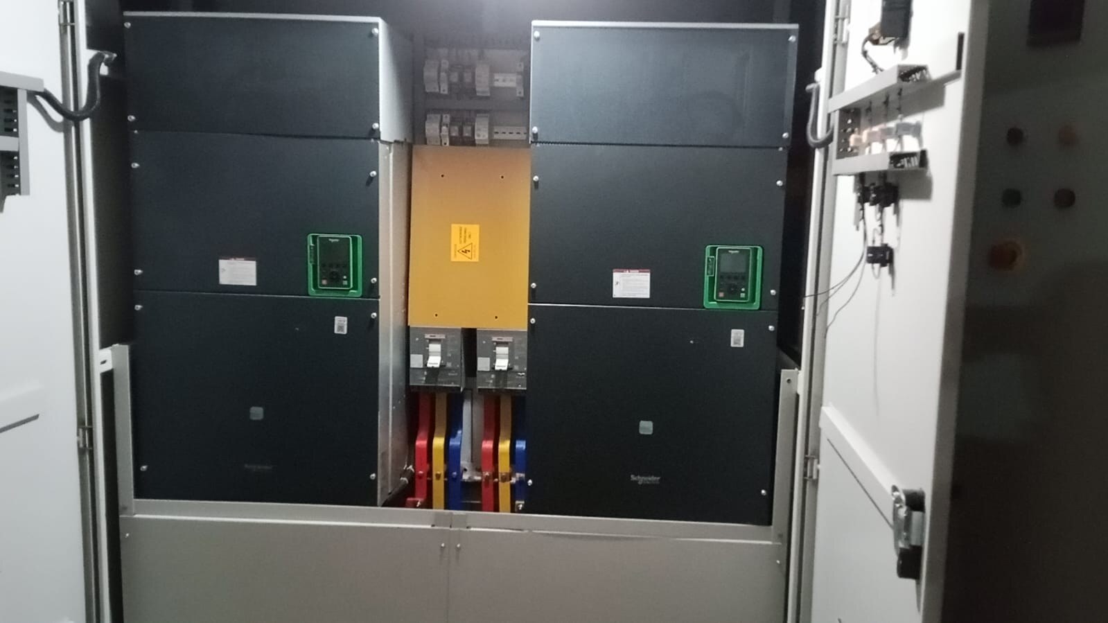 Industrial switchgear cabinets installed inside a facility