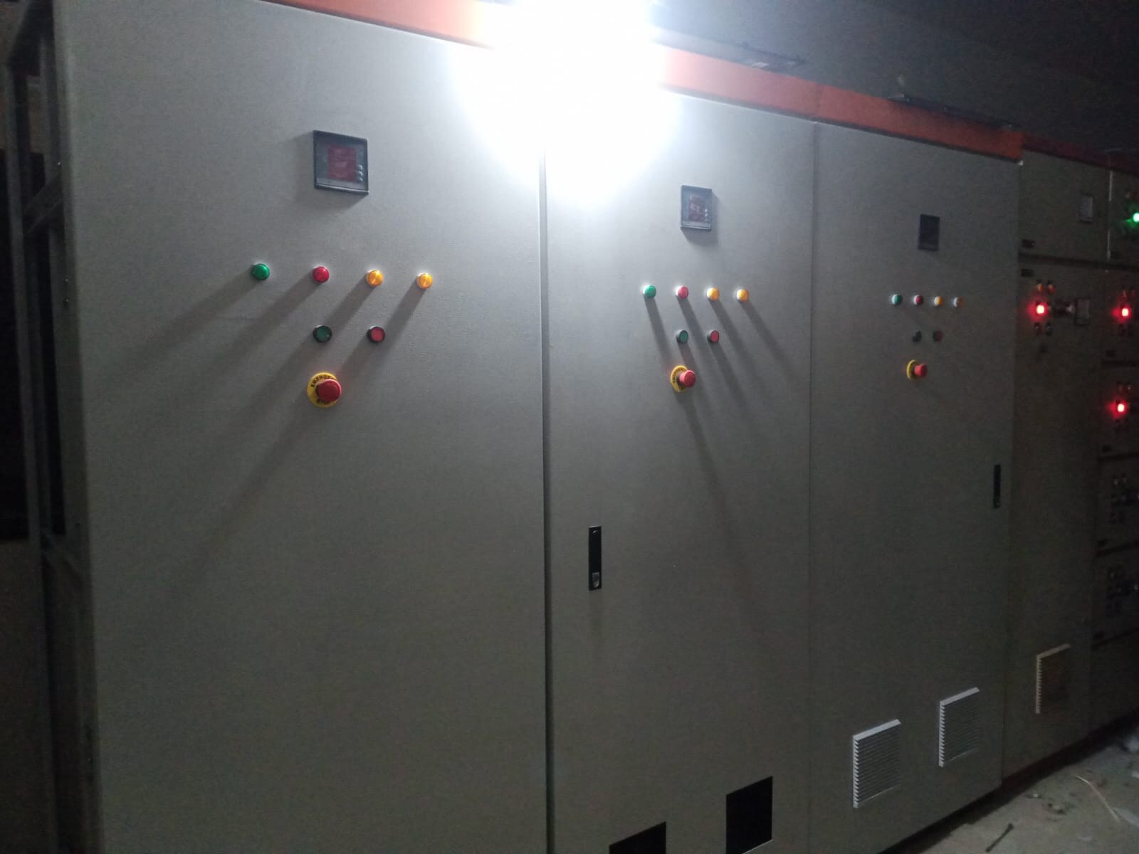 Large electrical panel in an industrial room