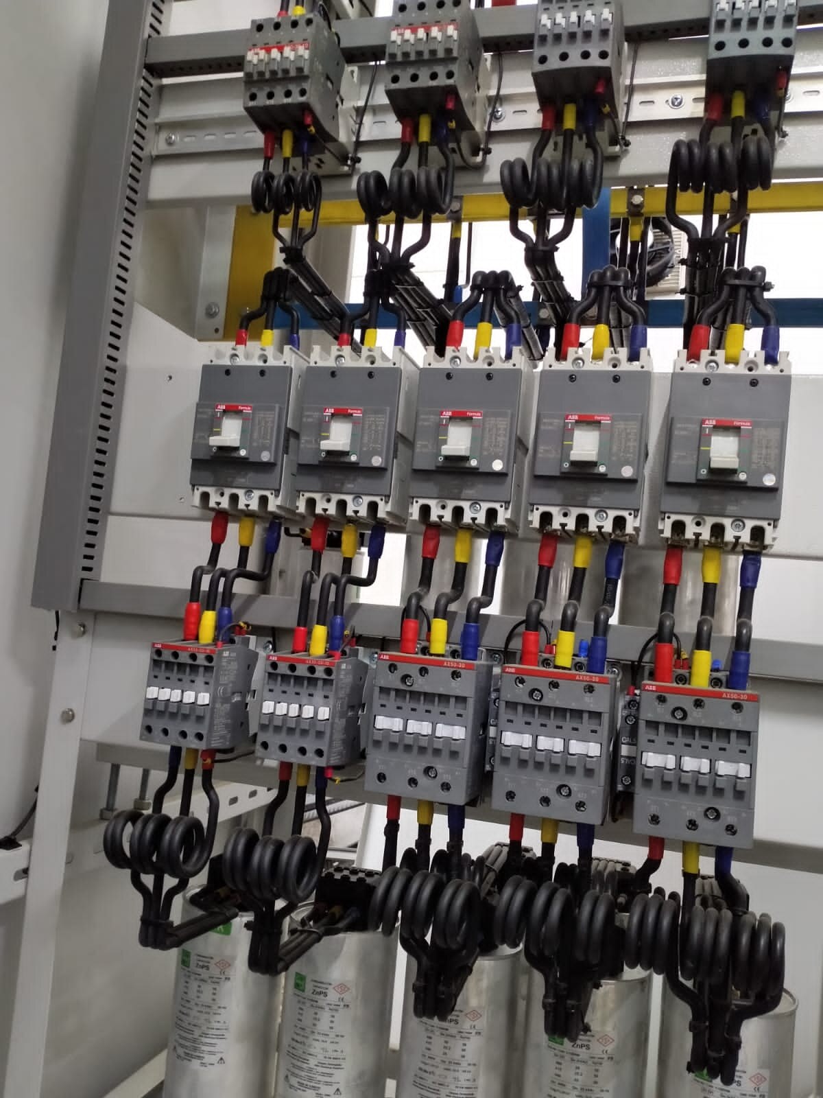 Interior of an electrical switchgear panel
